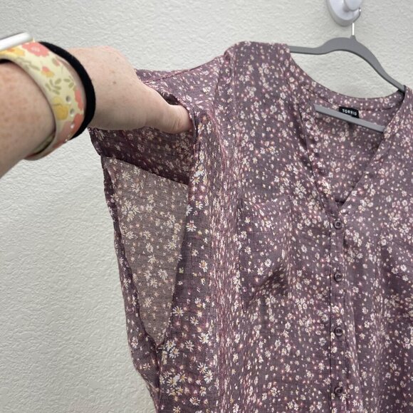 Torrid Lindsay Button-Front Dolman Top Floral Blouse Shirt 13578803 Womens sz 5X - Picture 3 of 6